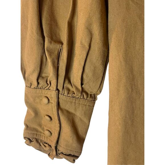 Anthropologie Storia Brown Mustard  Wide Leg Zip Up Jumpsuit - Picture 4 of 6